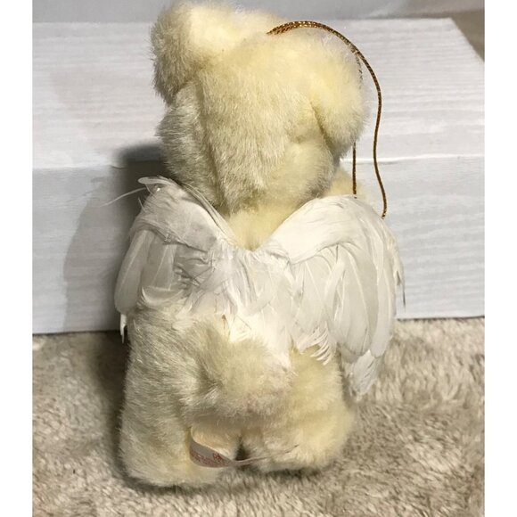 Russ Berrie Angel Bear Plush Ornament Holding Stocking Feather Wings 5" - Picture 5 of 7
